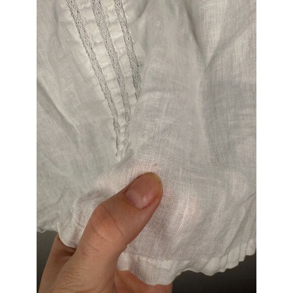 Kenar 100% Linen White Tunic Popover Top Womens Sz L Cottagecore Boho Peasant - Picture 10 of 10